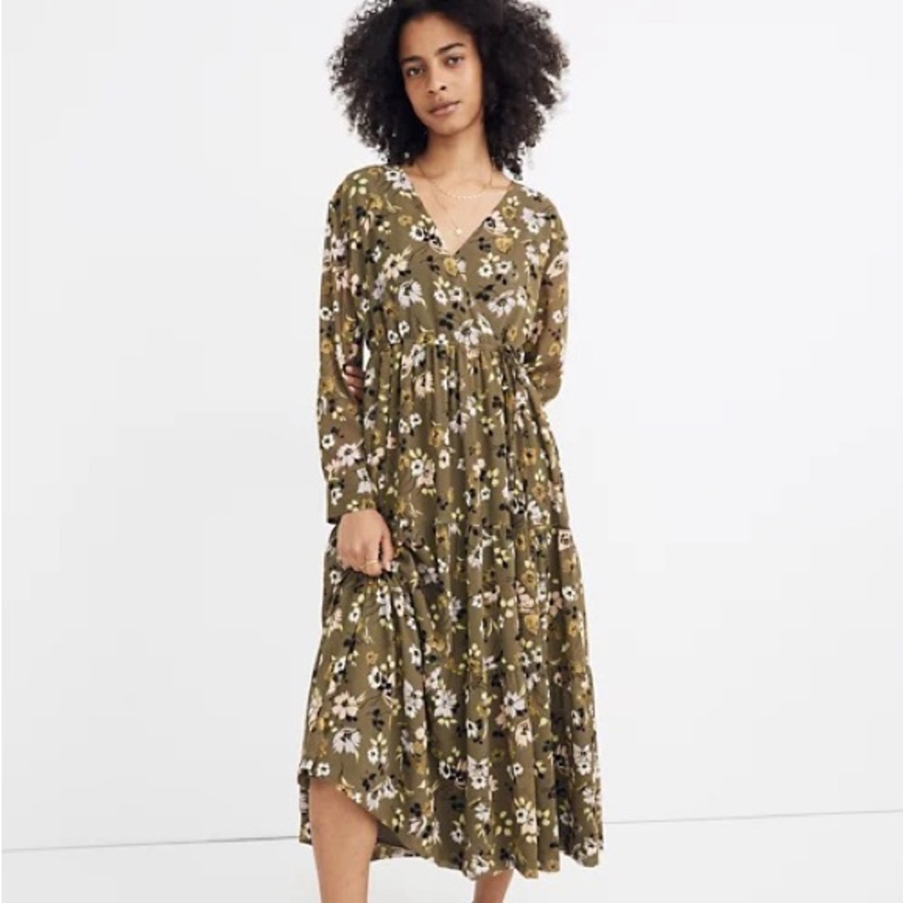 NWT Madewell Cinch-Waist Tiered Midi Dress in Wildblooms